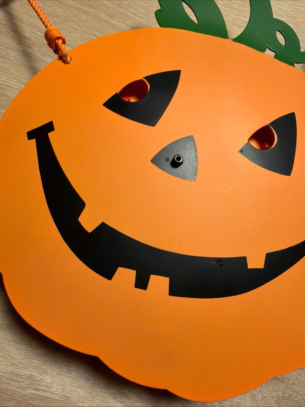 Metal Light Sound Motion Sensor Hanging Orange Halloween Jack O Lantern Pumpkin